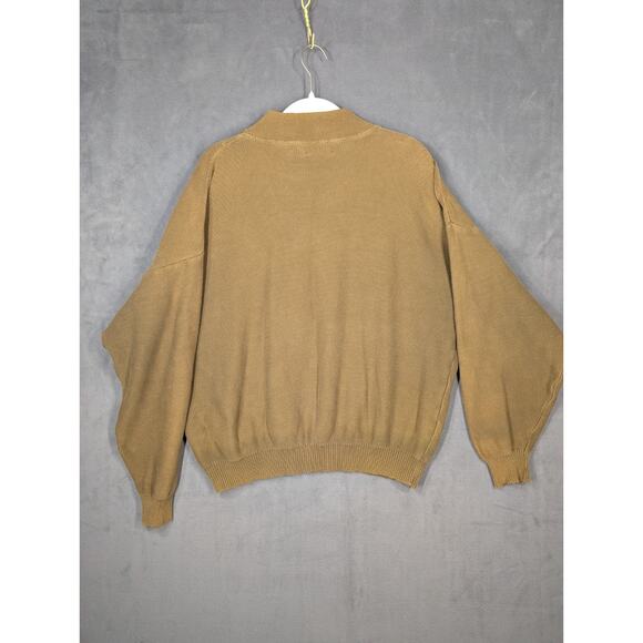 Lands End Sweater Men XL Brown Henley Shawl 90s Pullover USA - Picture 11 of 11